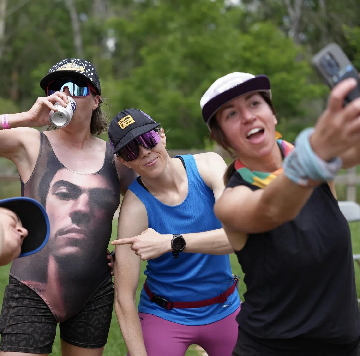 Beer Relay team taking a selfie with their drinks