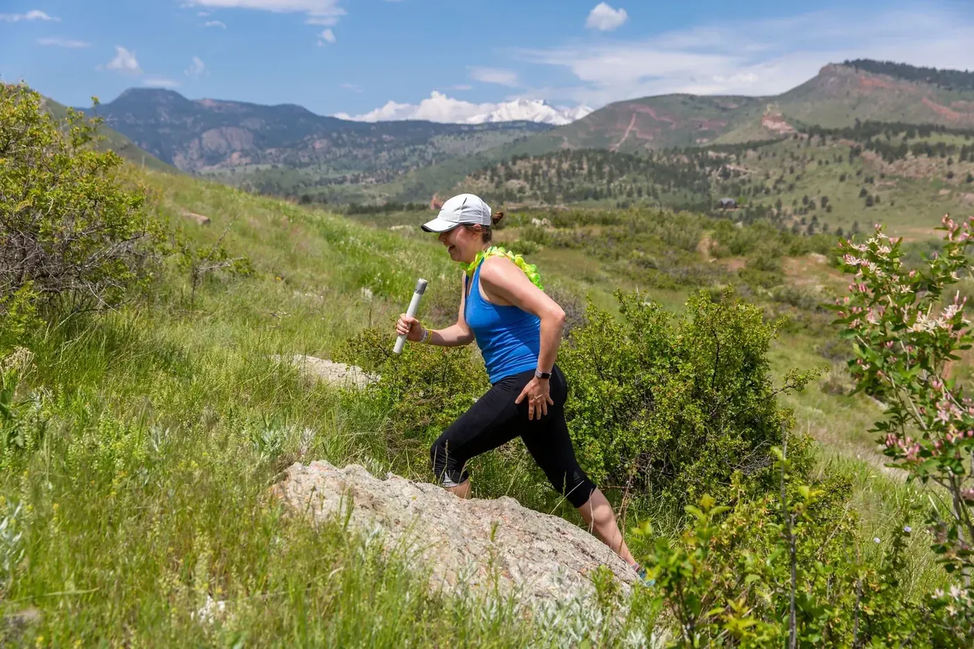 Runner on the rocky trail above Lyons